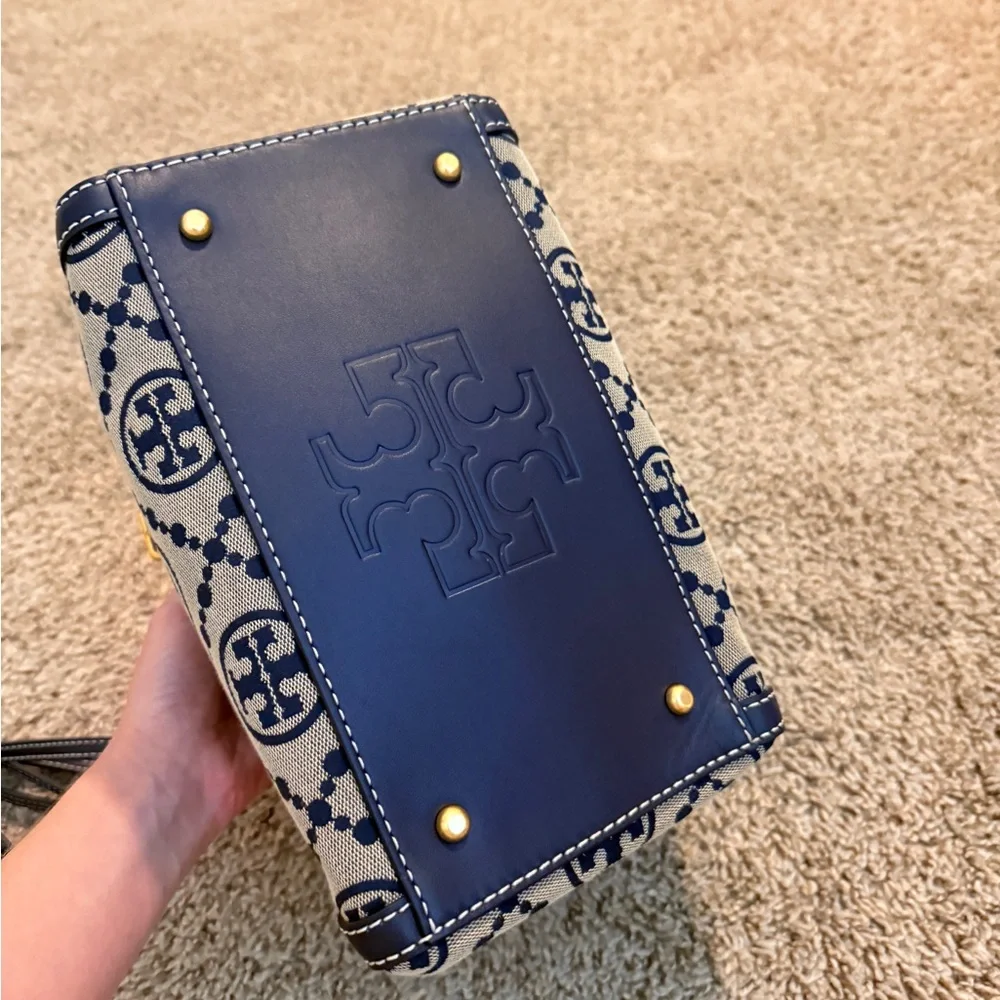 Tory Burch Navy and Cream Mini Satchel Nwot